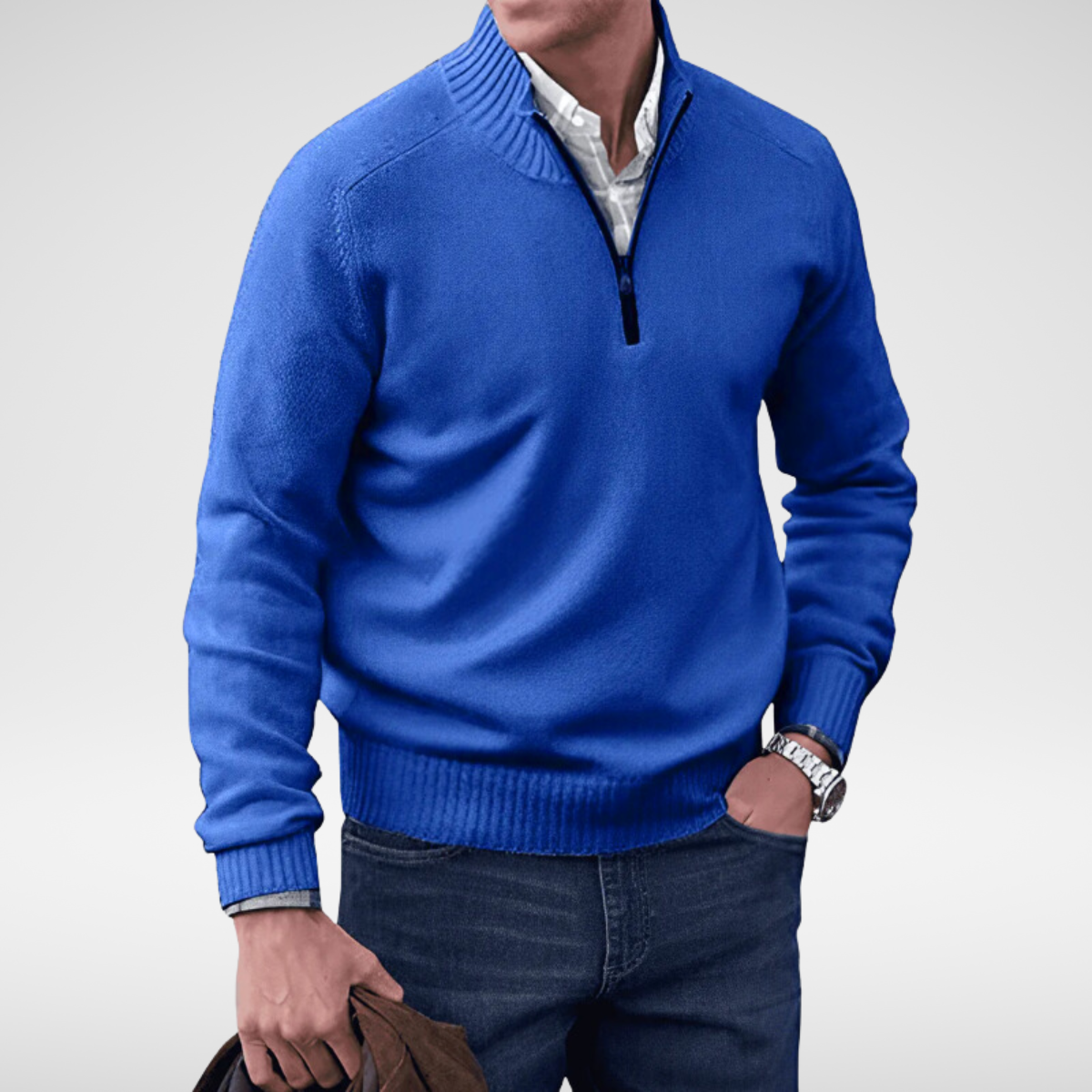 MANSSINO™ | Men's Half-Zip Stand Collar Cotton Pullover