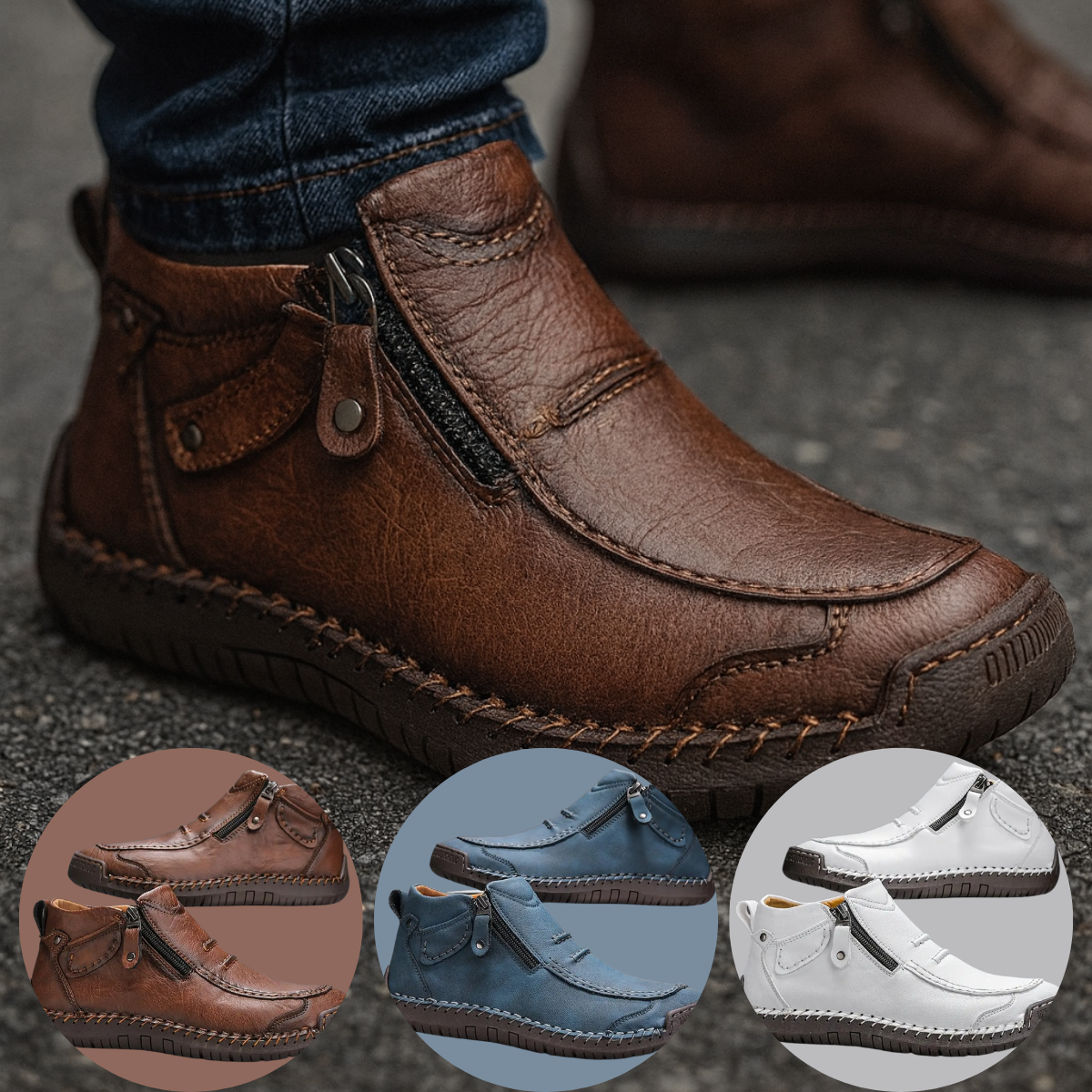 MANSSINO™ | Ergonomic Side-Zip Walking Shoe