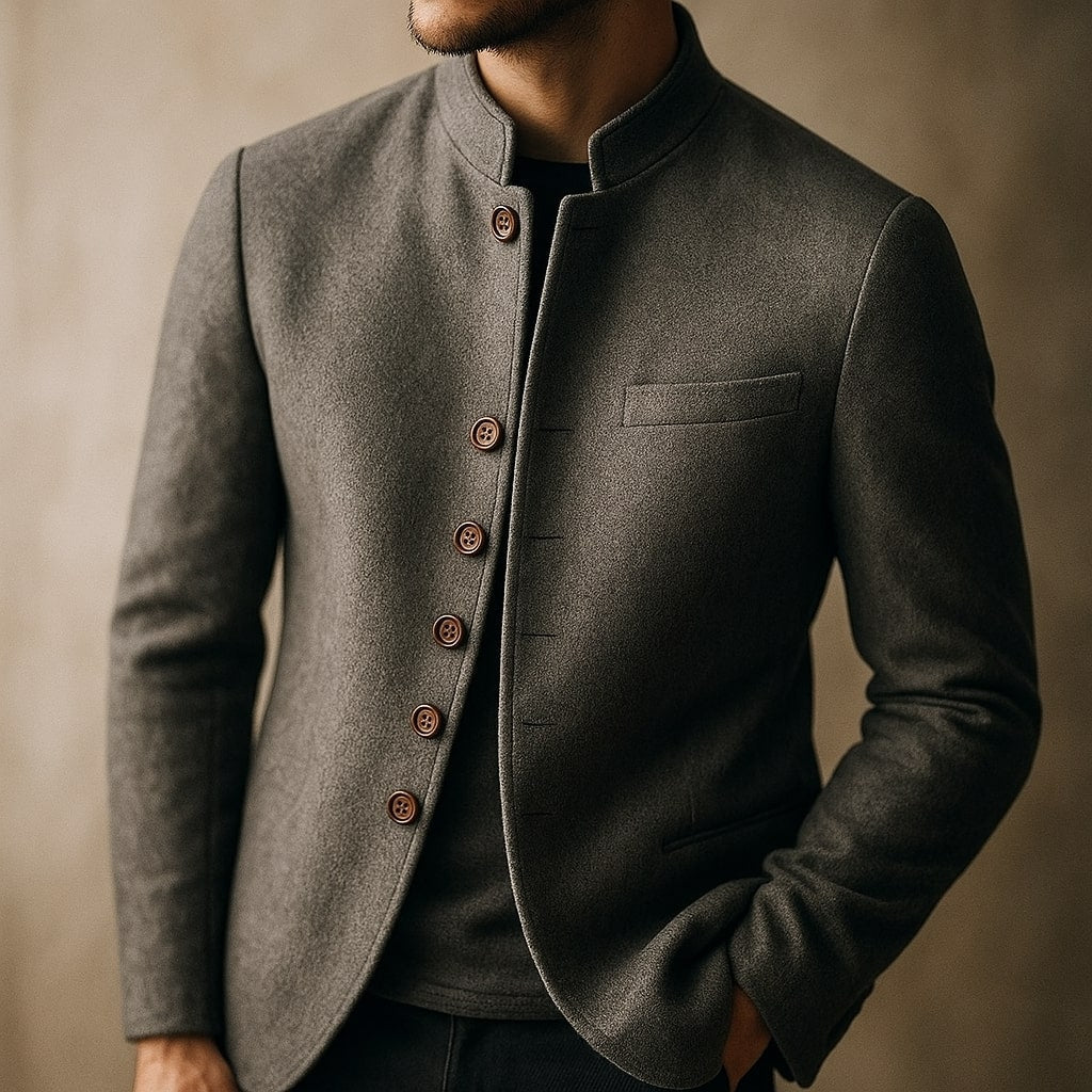 LAURENT MONACO | VESTE EN LAINE AVEC COL DROIT
