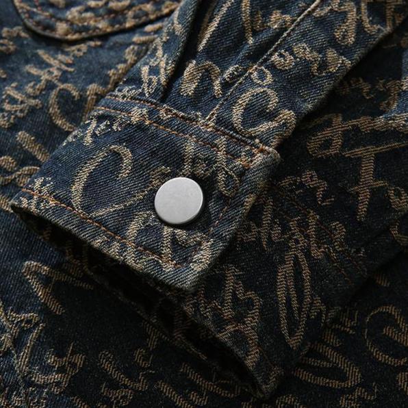 MANSSINO™ | Cursive Print Denim Overshirt