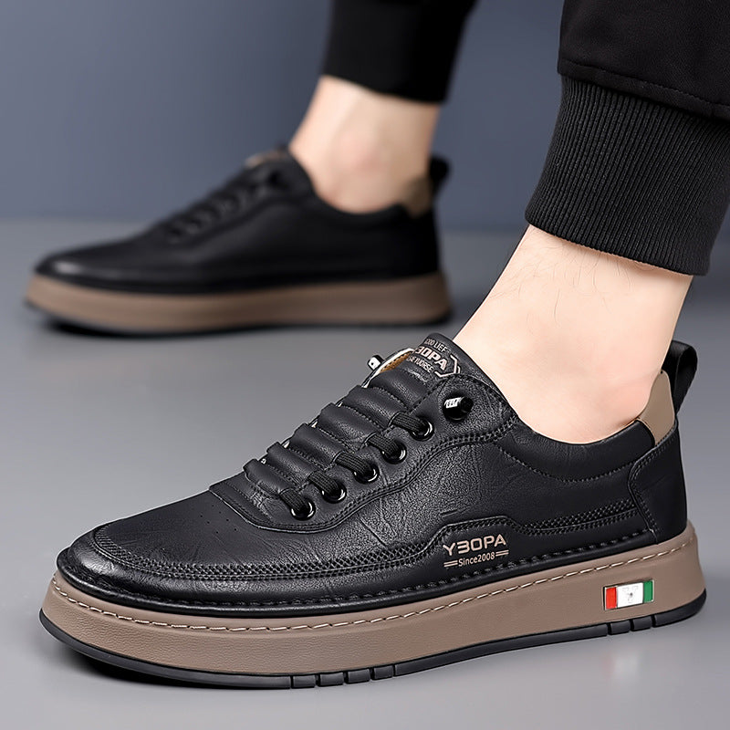 MANSSINO™ | Men's Textured Leather Low-Top Sneaker