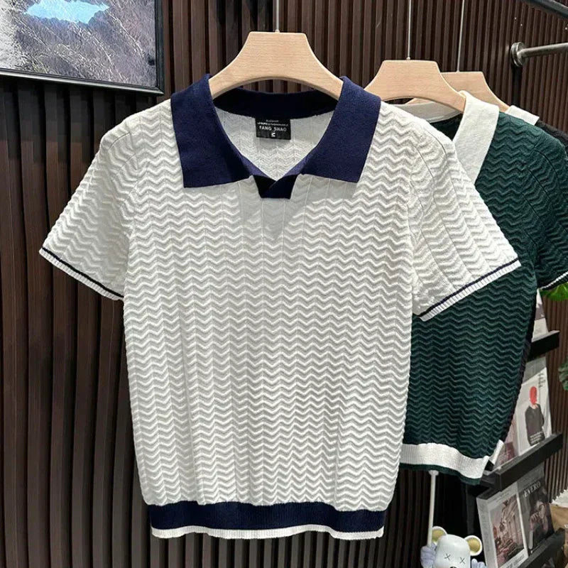 MONVIEL™ | Wave-Textured Polo Shirt
