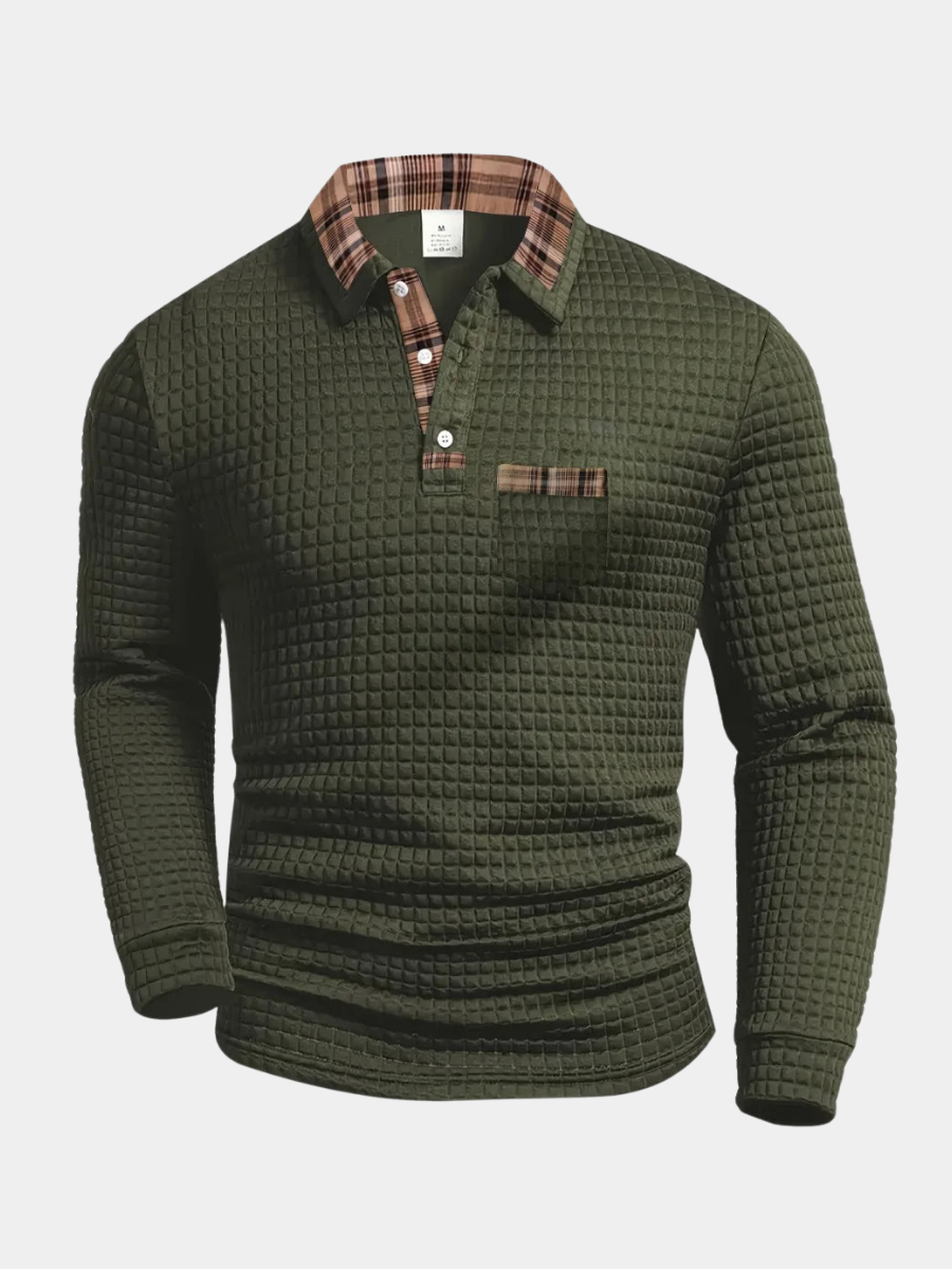 MANSSINO™ | Men's Textured Polo with Contrast Collar