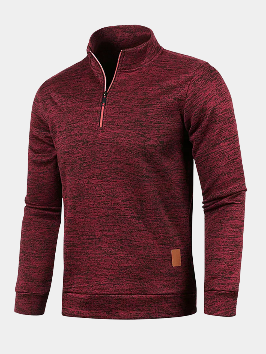 MANSSINO™ | Men's Heathered Half-Zip Stand Collar Pullover