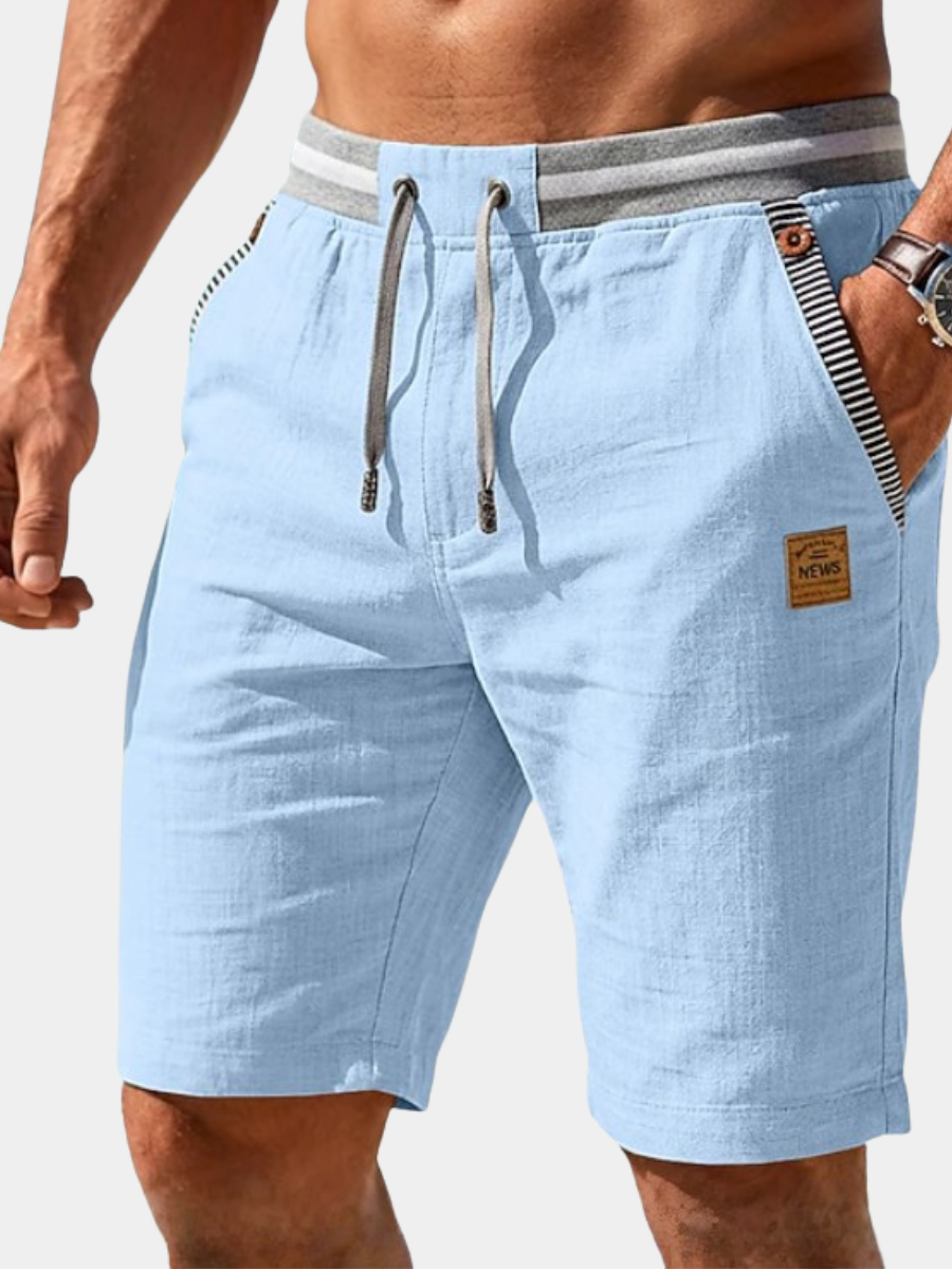 MANSSINO™ | Men's Linen-Blend Contrast-Waist Drawstring Shorts