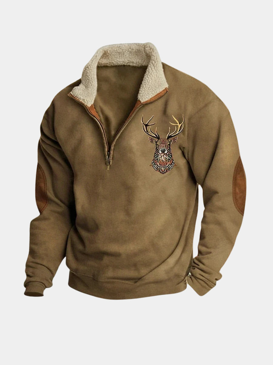 MONVIEL™ | Half-Zip Fleece-Lined Stag Knit