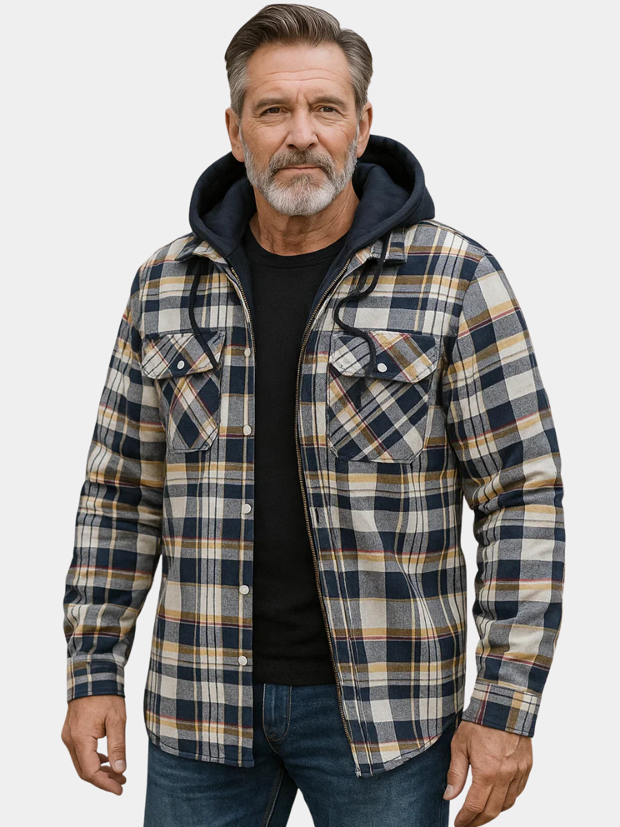 MONVIEL™ | Wool-Blend Check Zip Jacket