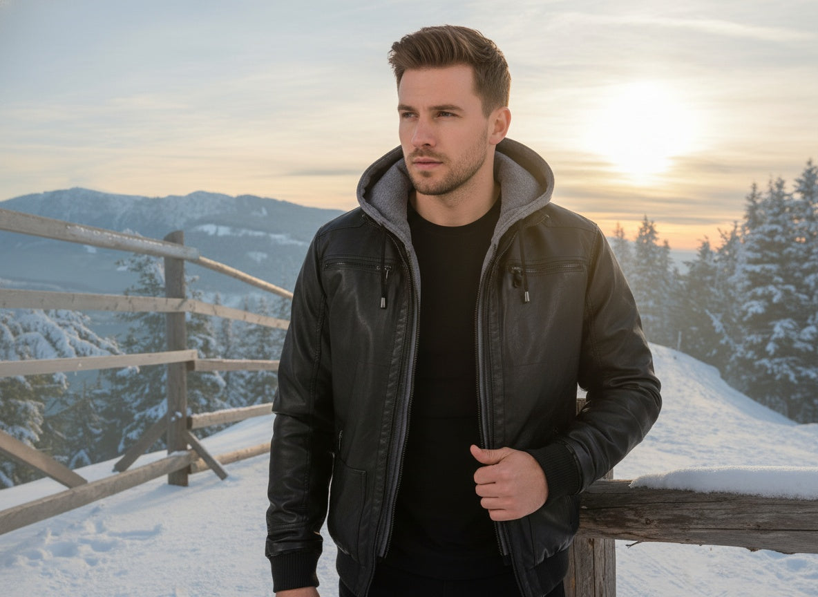 MONVIEL™ | Cold-Weather Hooded Leather Jacket