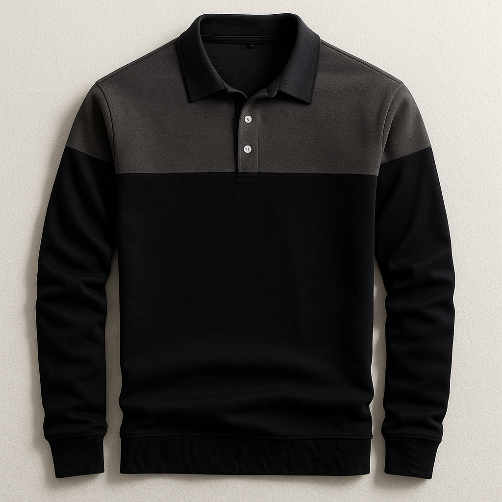 MANSSINO™ | Men's Long-Sleeve Contrast Collar Polo