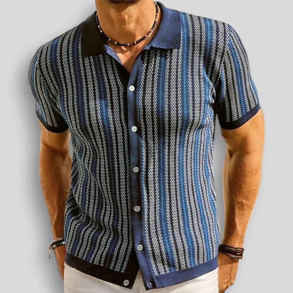 MONVIEL™ | Chevron Knit Button Polo