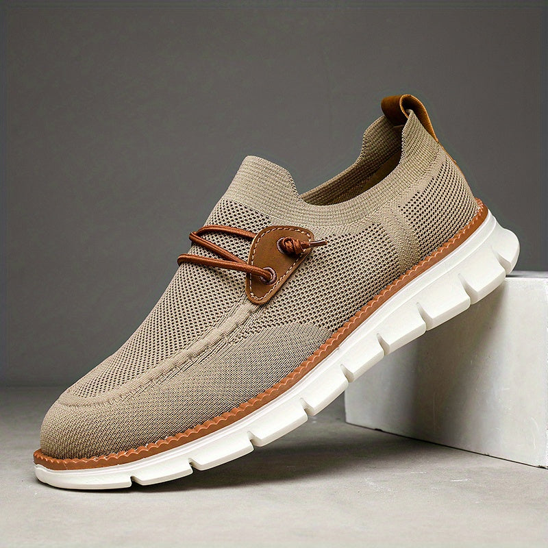 MANSSINO™ | Men's Knit Slip-On Sneaker with Leather Accent