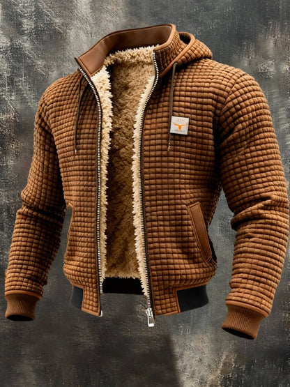 MANSSINO™ | Waffle Sherpa-Lined Hooded Jacket