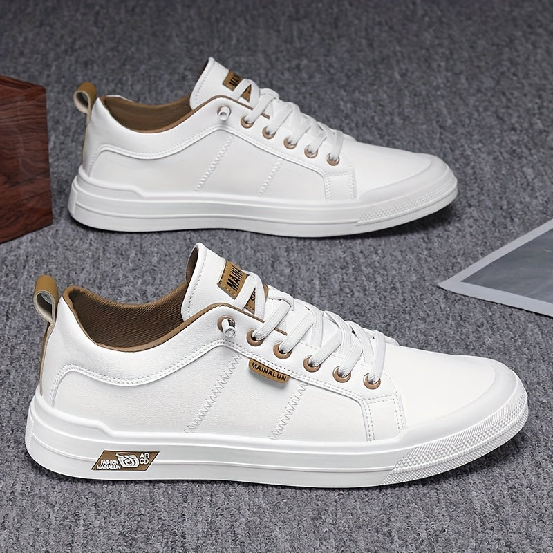 MANSSINO™ | Men's White Leather Low-Top Sneaker