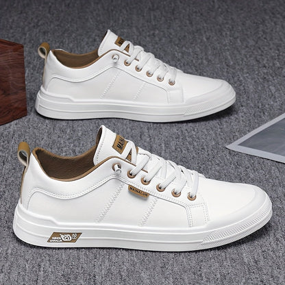 MANSSINO™ | Men's White Leather Low-Top Sneaker