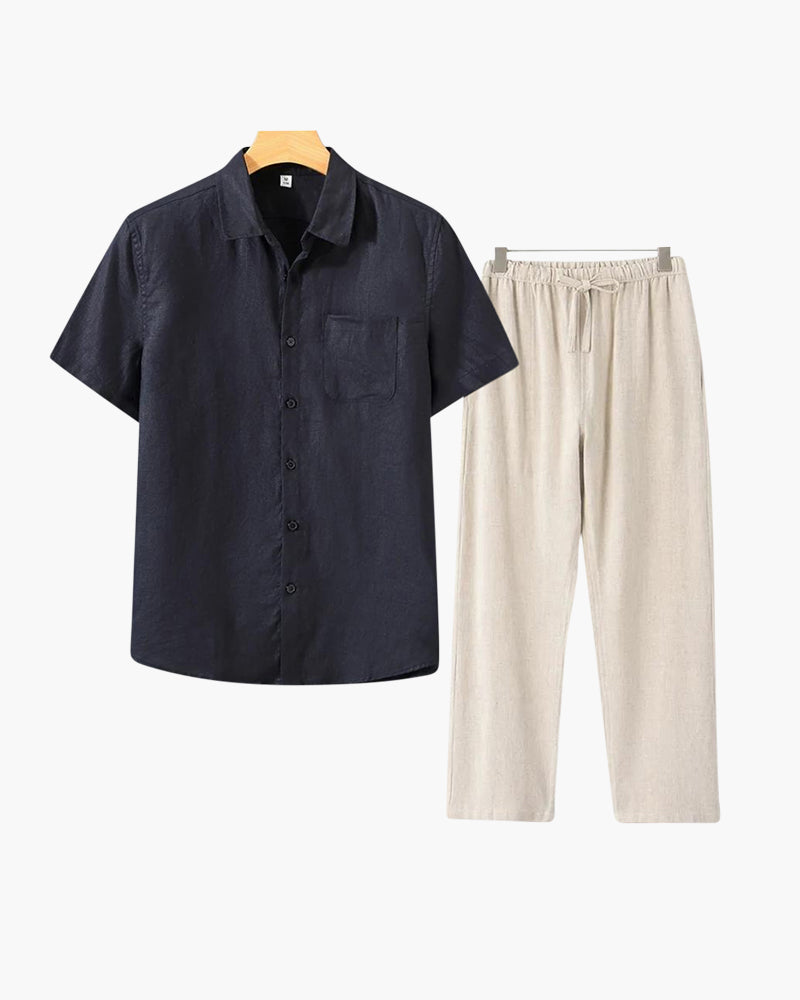 MONVIEL | Short-sleeve linen set