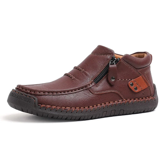 MANSSINO™ | Men's Hand-Stitched Zip Mid-Top with Rivet Detail