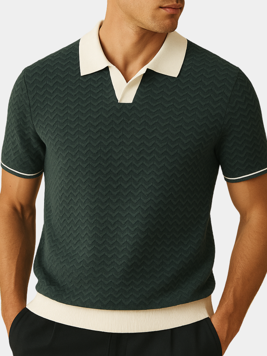MONVIEL™ | Wave-Textured Polo Shirt
