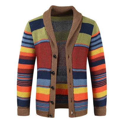 MANSSINO™ | Men's Retro Striped Shawl Collar Cardigan