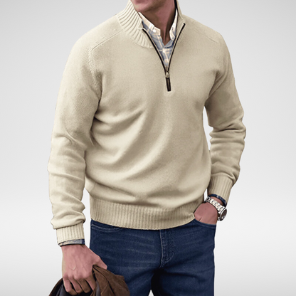 MANSSINO™ | Men's Half-Zip Stand Collar Cotton Pullover