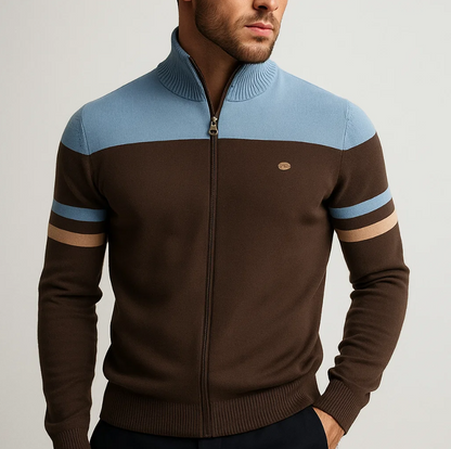 MONVIEL | Colour-Block Zip-Up Hoodie