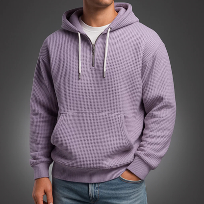 MONVIEL | Waffle-Knit Half-Zip Hoodie
