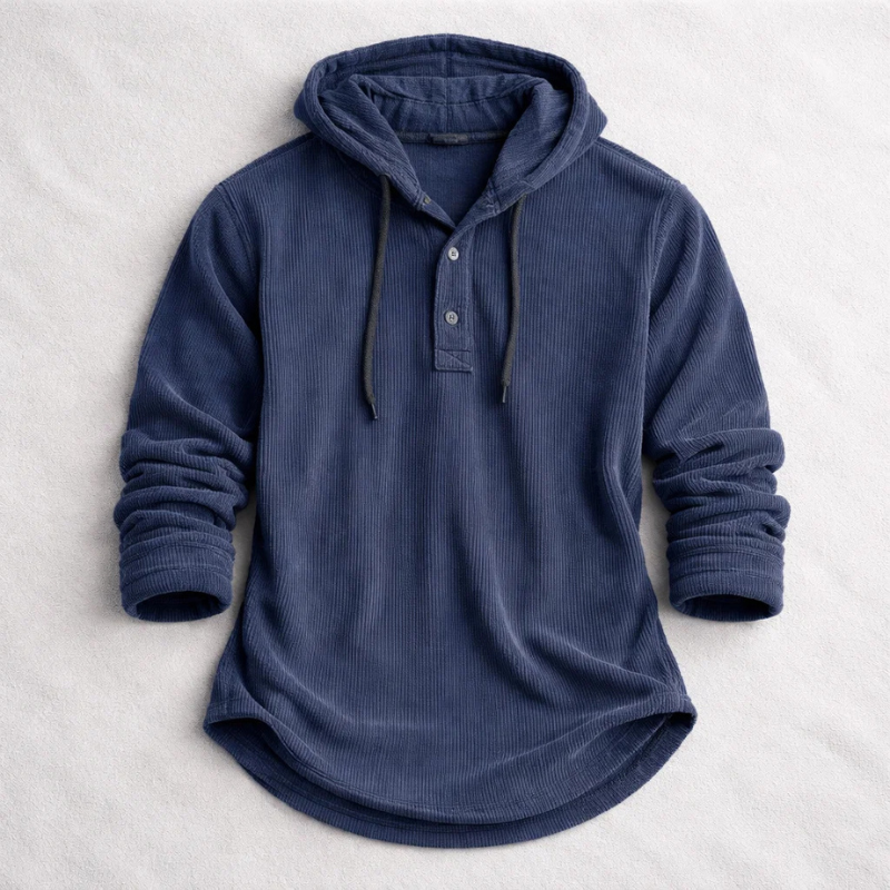 MANSSINO™ | Corduroy Button-Neck Hoodie
