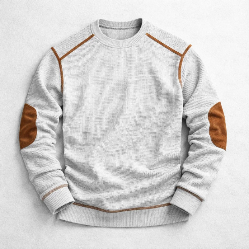 MANSSINO™ | Waffle Knit Elbow-Patch Pullover