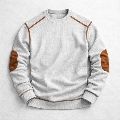MANSSINO™ | Waffle Knit Elbow-Patch Pullover