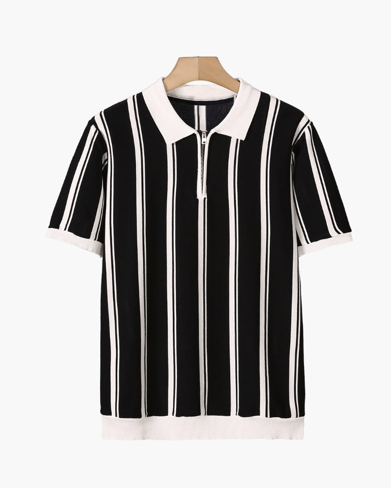 MONVIEL | STRIPED HALF-ZIP KNIT POLO