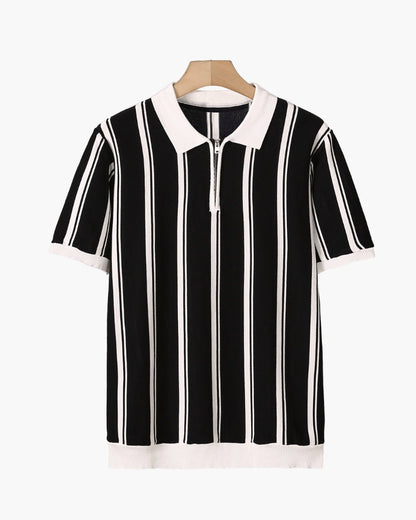 MONVIEL | STRIPED HALF-ZIP KNIT POLO