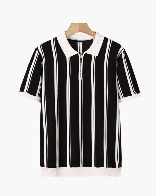 Gérard™ | Polo en maille demi-zip rayé
