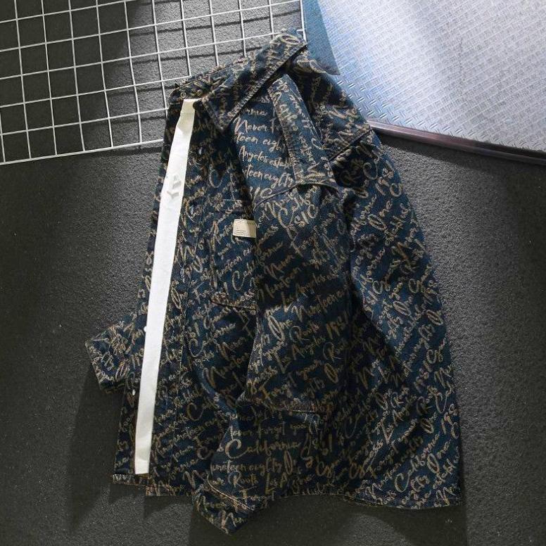 MANSSINO™ | Cursive Print Denim Overshirt