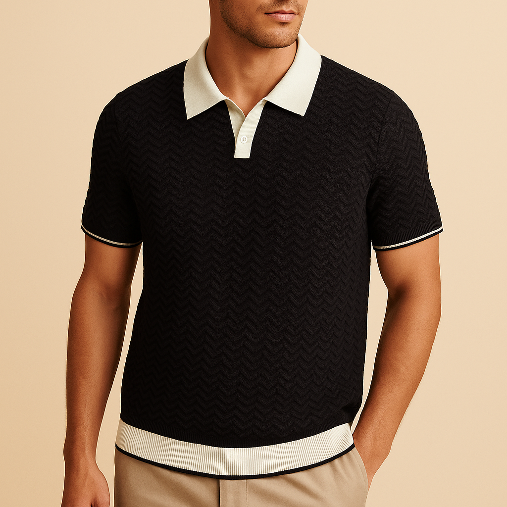 MONVIEL™ | Wave-Textured Polo Shirt