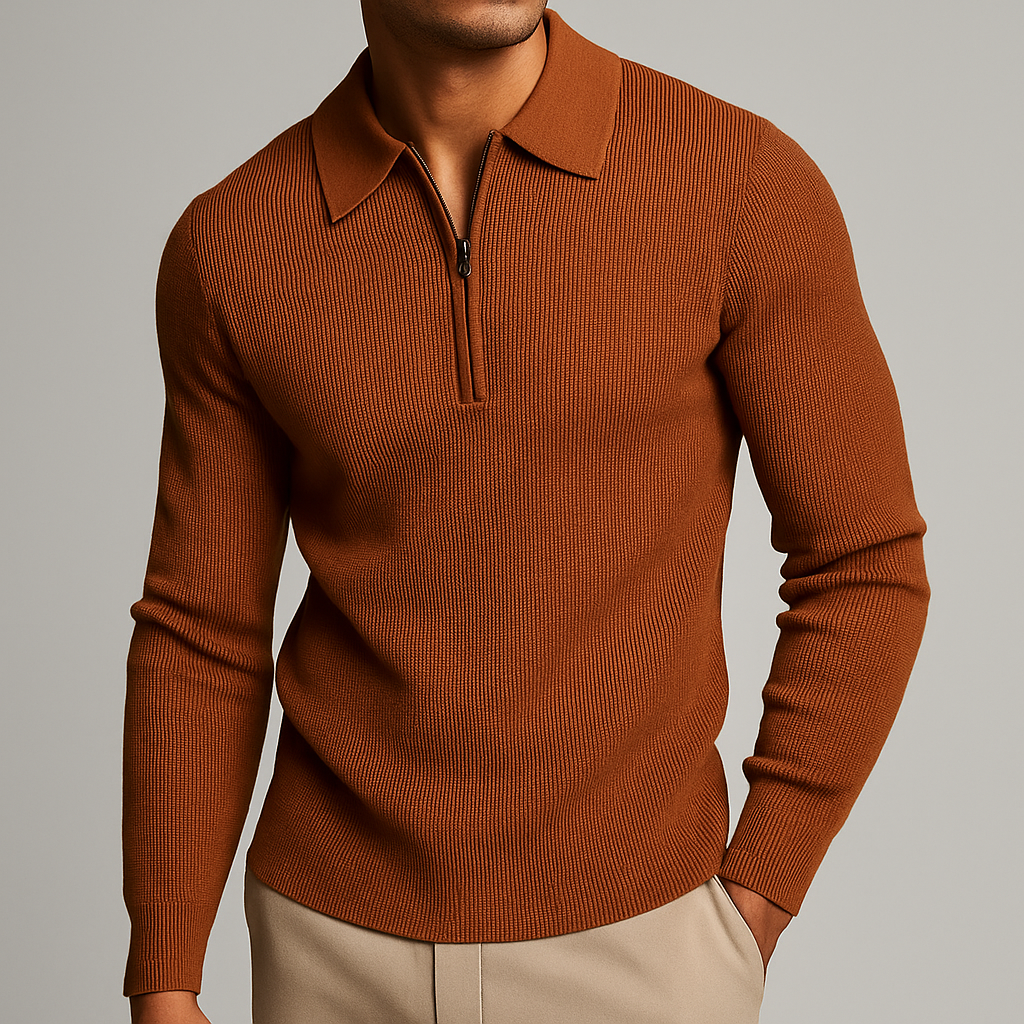 MANSSINO™ | Men's Waffle Knit Full-Zip Sweater