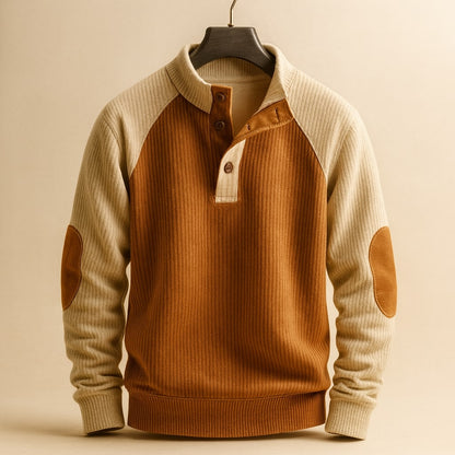 MONVIEL | Mens Ribbed Button-Neck Knit