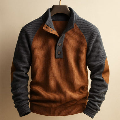 MANSSINO™ | Men's Ribbed Raglan Knit with Elbow Patches