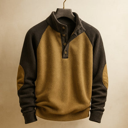 MANSSINO™ | Men's Ribbed Raglan Knit with Elbow Patches