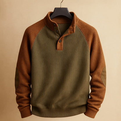 MONVIEL | Mens Ribbed Button-Neck Knit