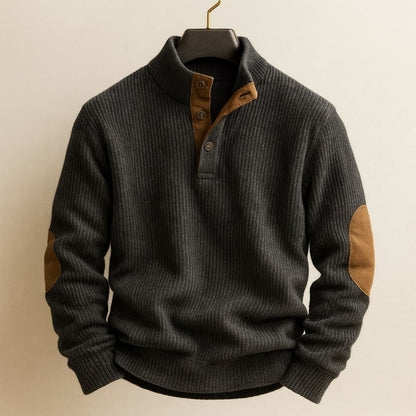 MANSSINO™ | Men's Ribbed Raglan Knit with Elbow Patches