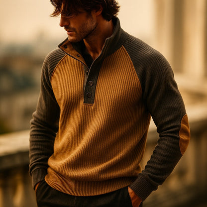 MONVIEL | Mens Ribbed Button-Neck Knit