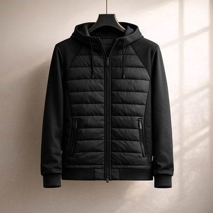 MANSSINO™ | Quilted-Panel Zip-Up Hoodie