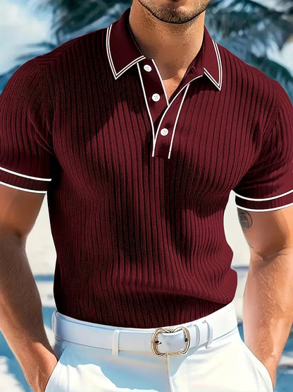 MONVIEL™ | Contrast-Trim Ribbed Polo
