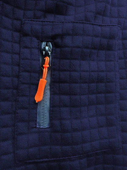 MANSSINO™ | Men's Geometric Textured Long-Sleeve Polo