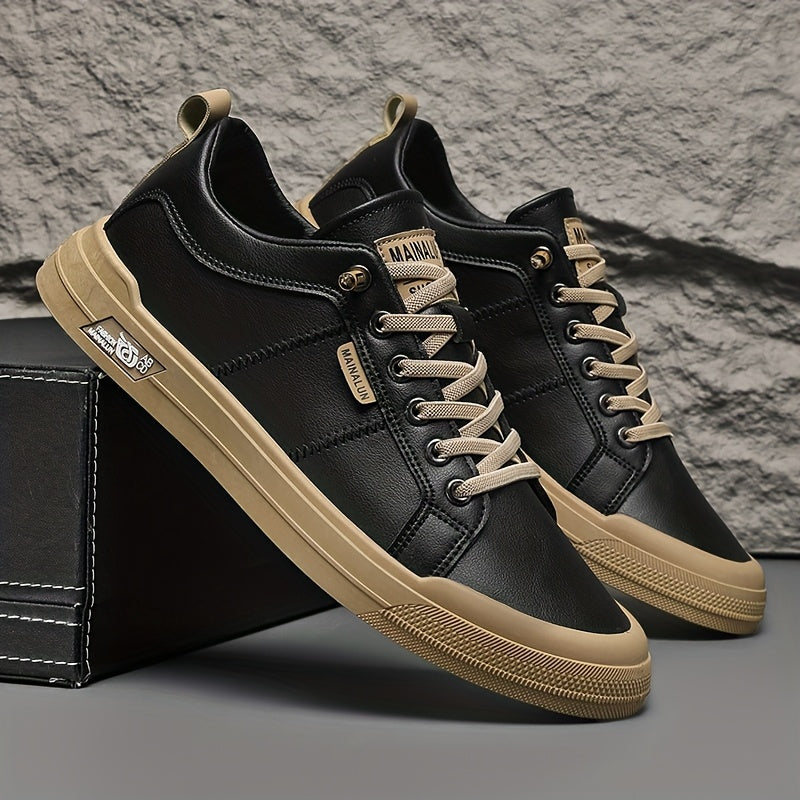 MANSSINO™ | Men's White Leather Low-Top Sneaker