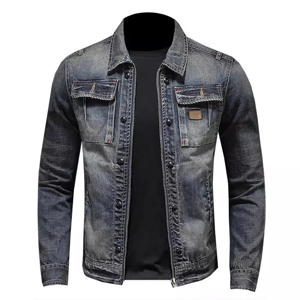 MANSSINO™ | Washed Denim Zip Jacket