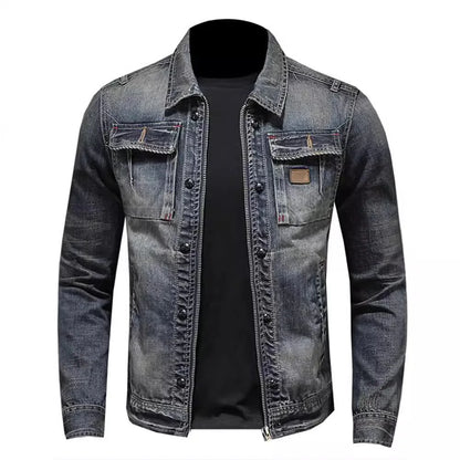 MANSSINO™ | Washed Denim Zip Jacket