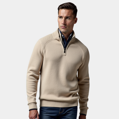 MANSSINO™ | Men's Half-Zip Stand Collar Cotton Pullover