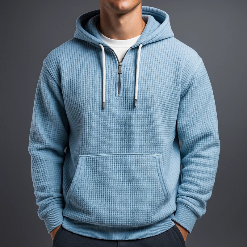 MONVIEL | Waffle-Knit Half-Zip Hoodie