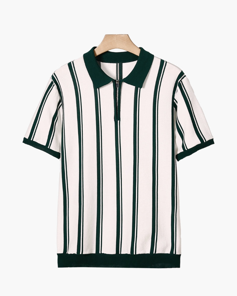 MONVIEL | STRIPED HALF-ZIP KNIT POLO