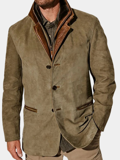 MONVIEL™ | Classic Vintage Leather-Trim Jacket